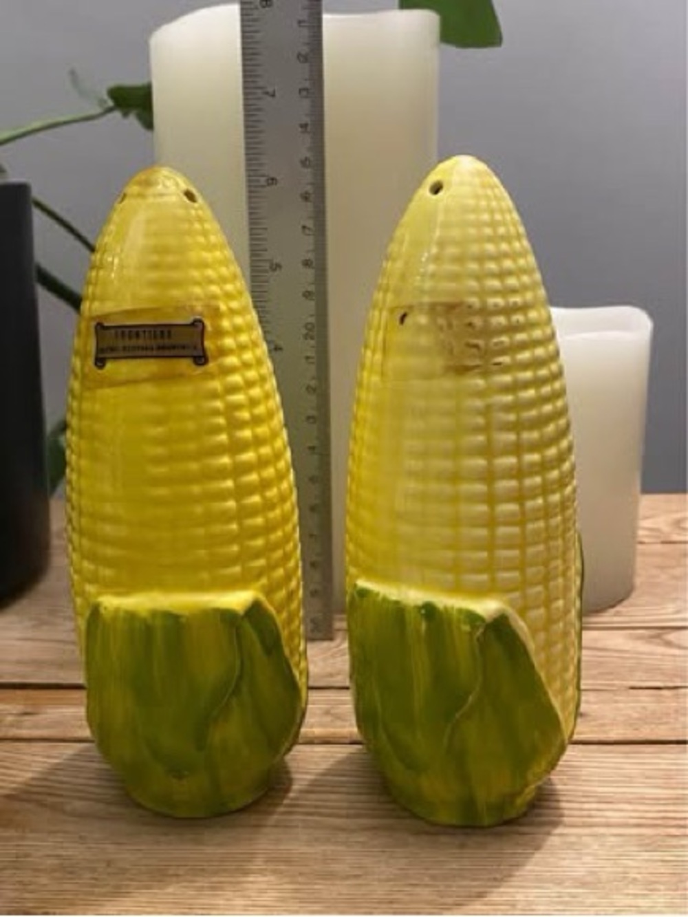 Vintage Ceramic Corn on the Cob Salt and Pepper Shakers Japan Souvenir Frontiere